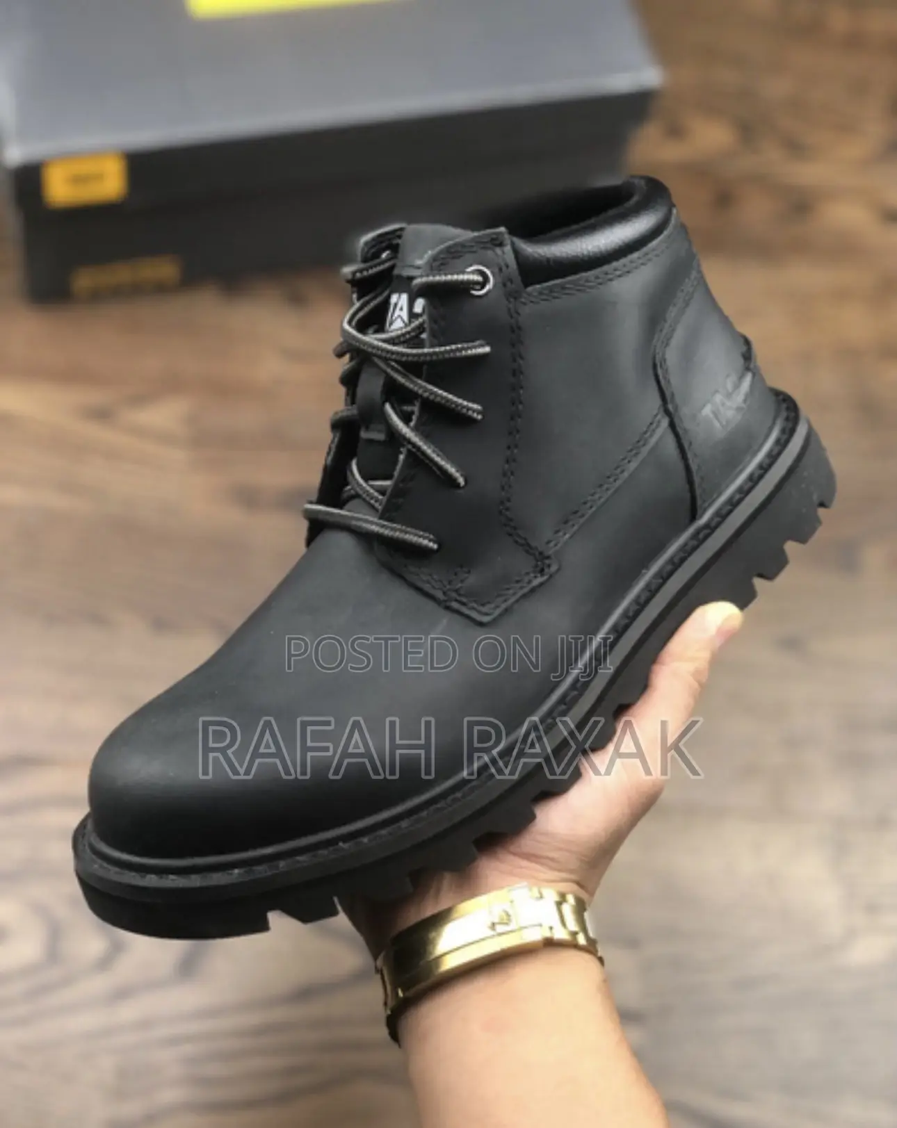 Original Black Mid-cut Cat Casual Leather Boots