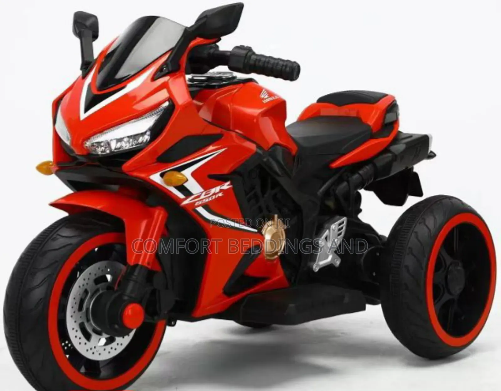 Triple Wheel Rechargeable Motorcycle Red and Black