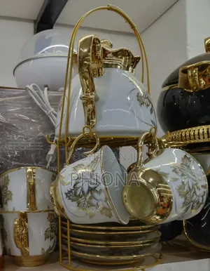White Gold Tea Serving Coffee Set