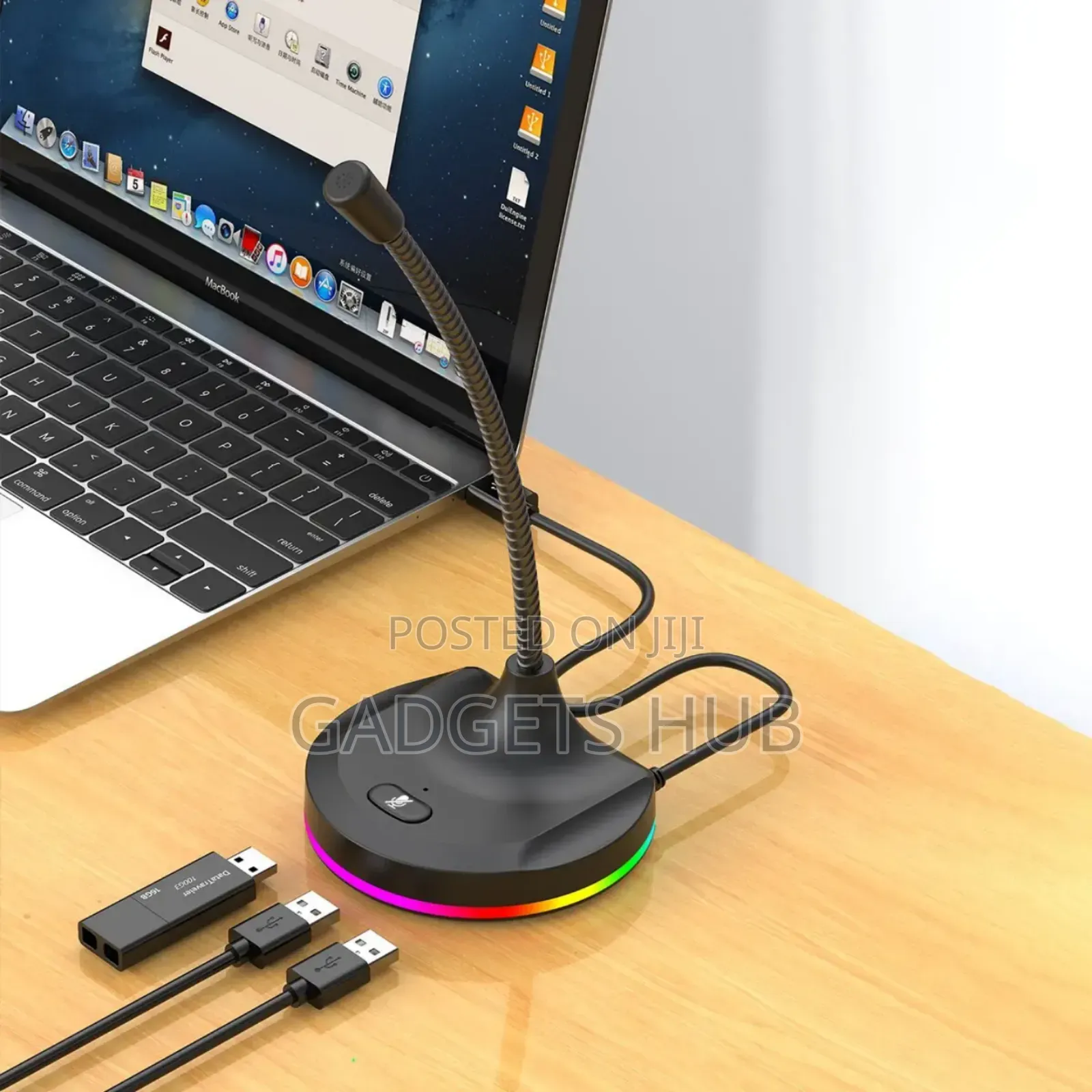 Usb RGB Desktop Microphone Hub for Pc Led Light Wired