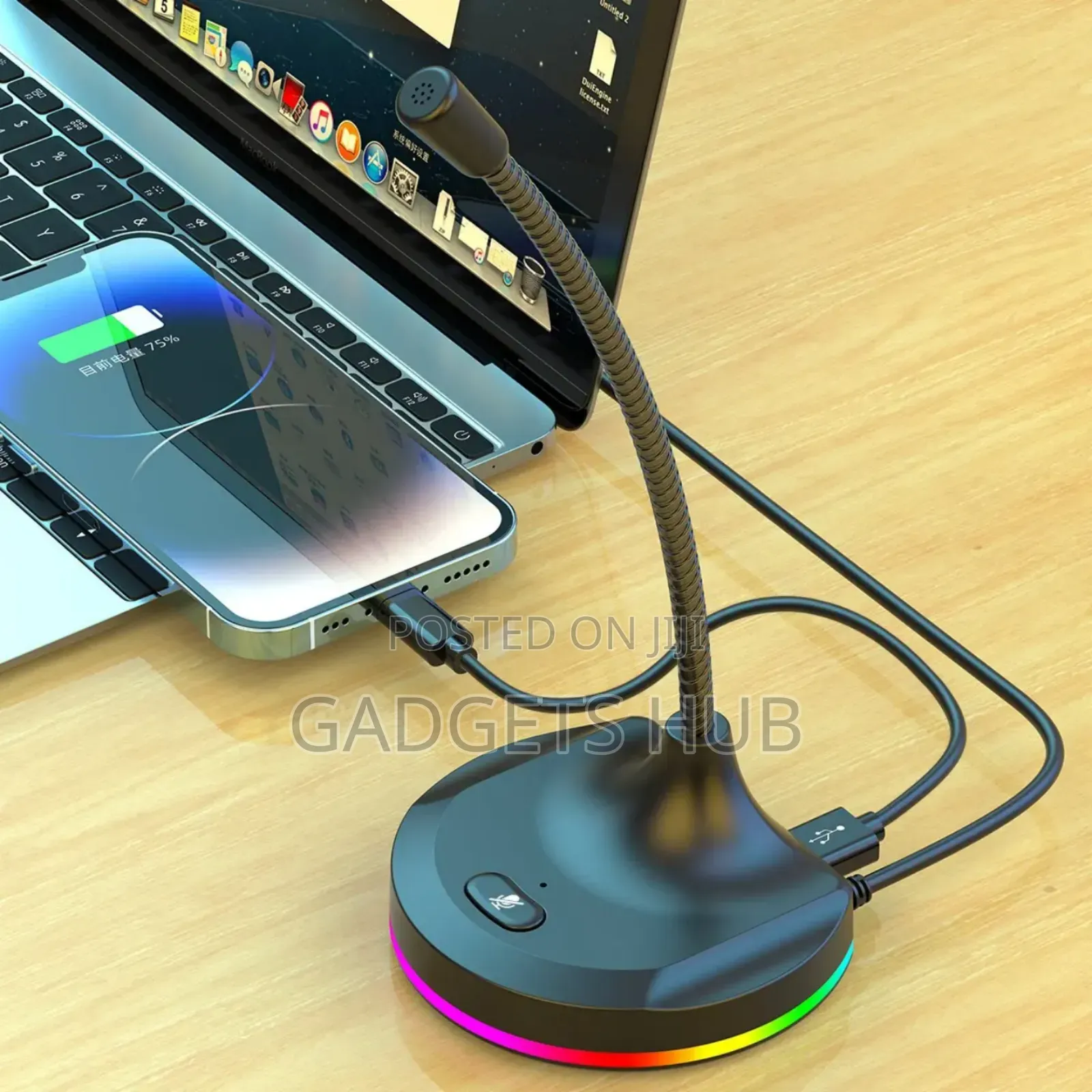 Usb RGB Desktop Microphone Hub for Pc Led Light Wired