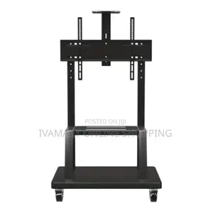 Adjustable Mobile Tv Stand With Wheels - Metallic