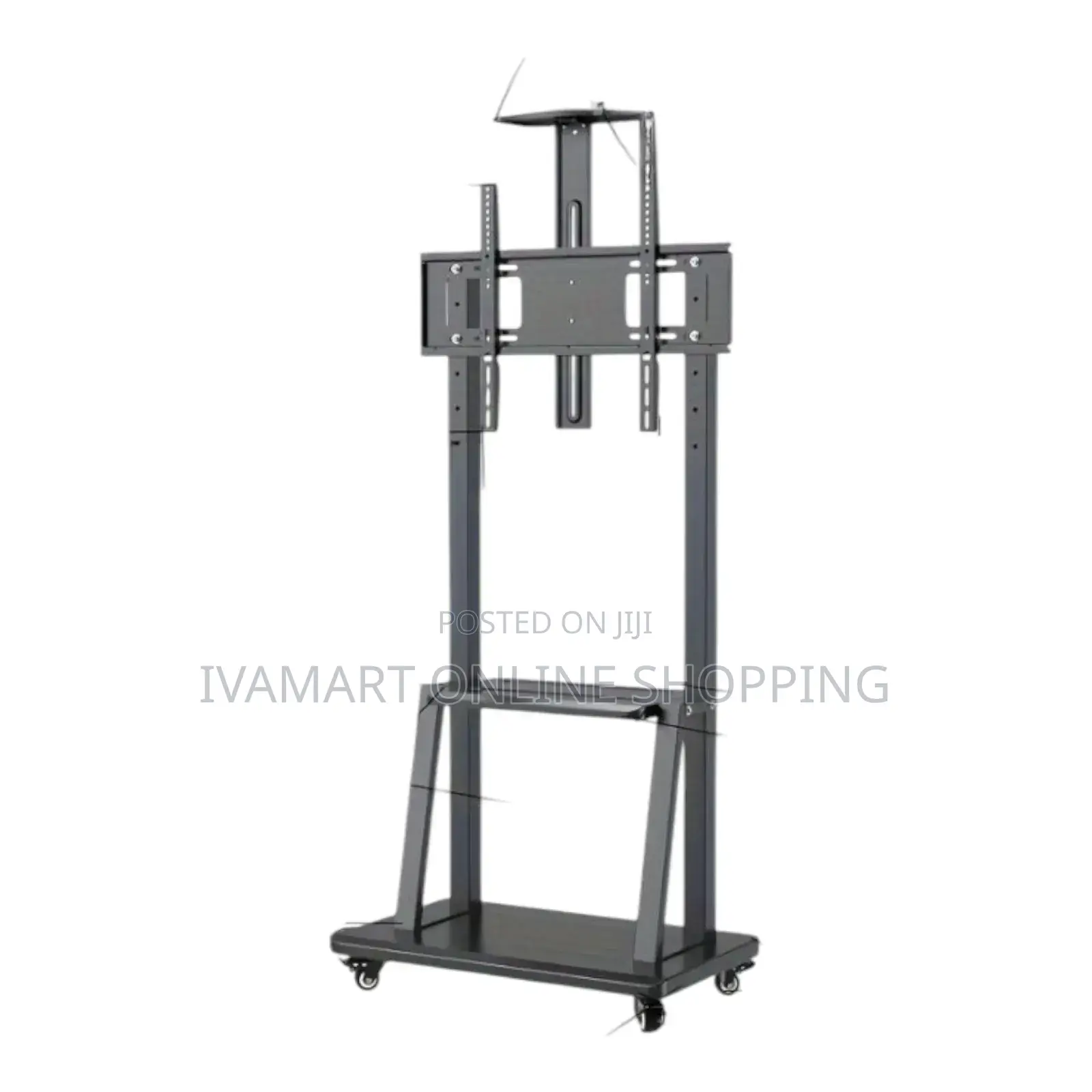 Adjustable Mobile Tv Stand With Wheels - Metallic