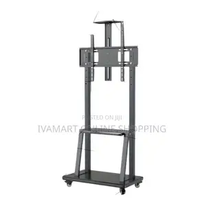 Adjustable Mobile Tv Stand With Wheels - Metallic