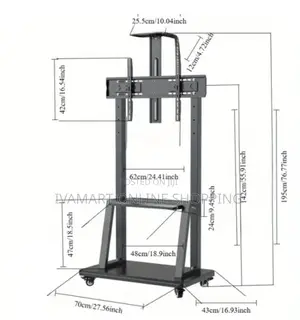 Adjustable Mobile Tv Stand With Wheels - Metallic