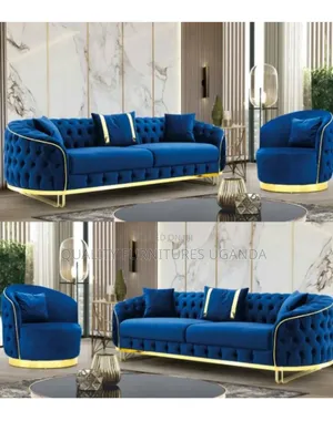 Golden Strips Chesterfield Sofa Set