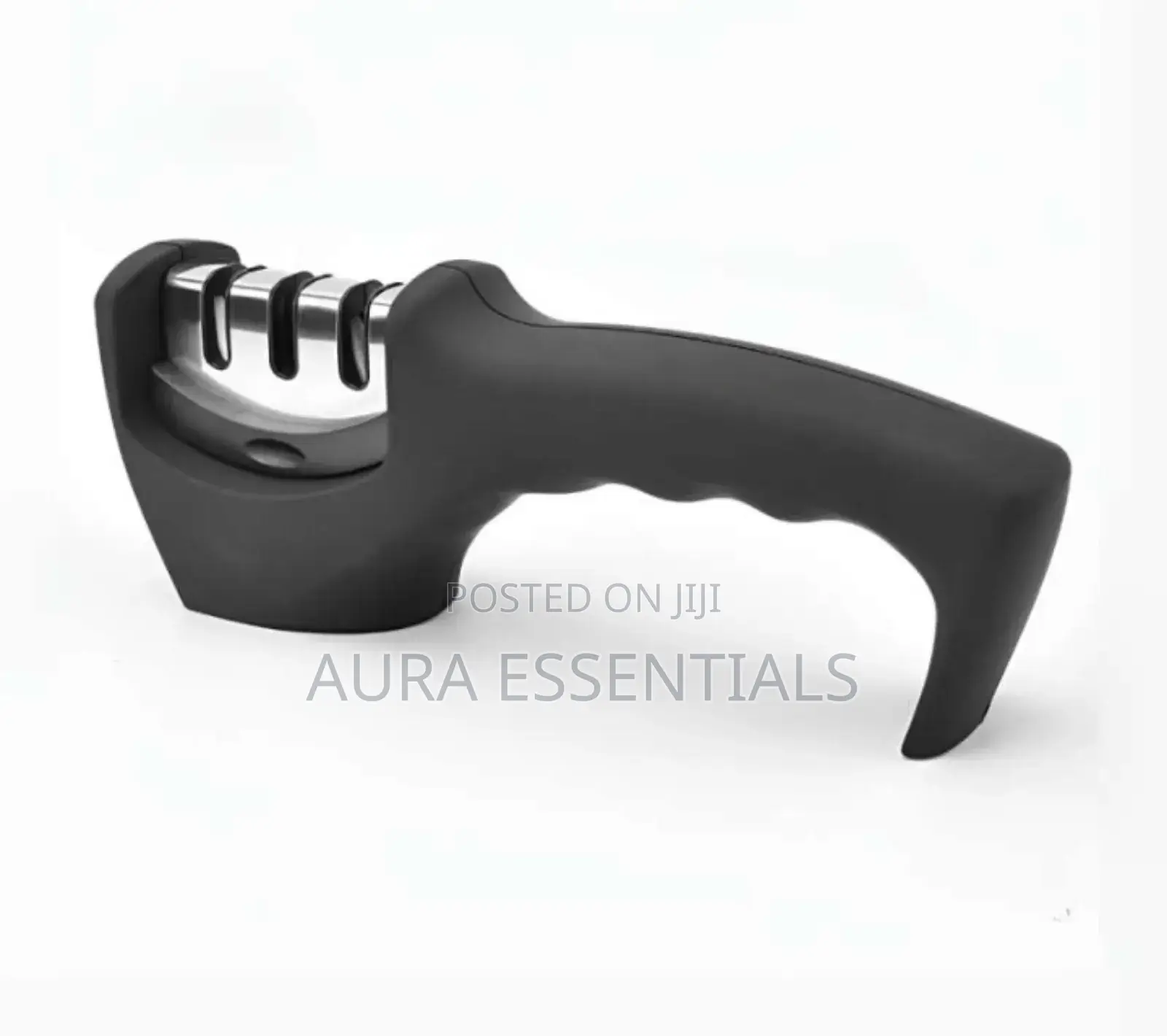 Black and Steel Plastic Knife Sharpener