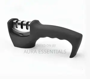 Black and Steel Plastic Knife Sharpener