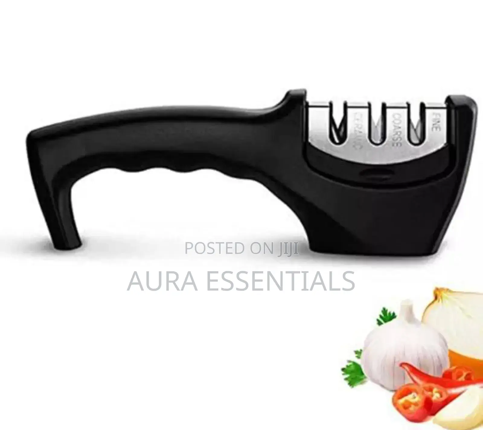 Black and Steel Plastic Knife Sharpener