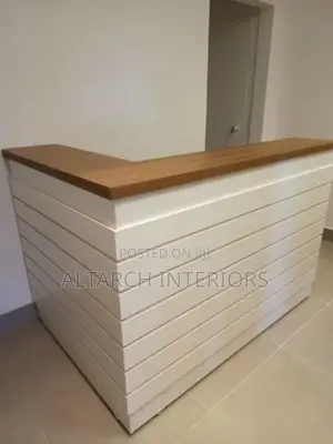 White Reception Table in L Design