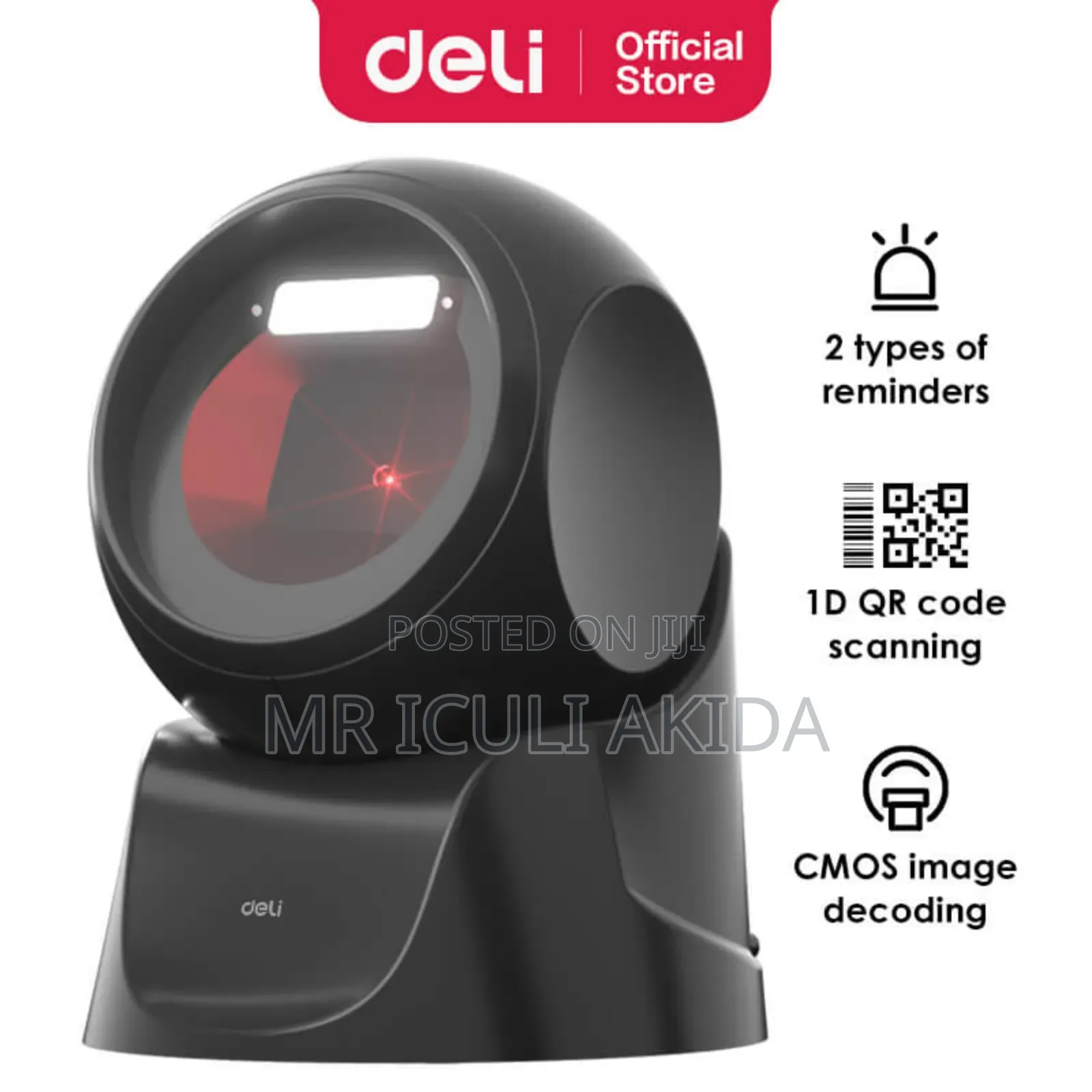 Deli Cmos Desktop Stand Barcode Scanner