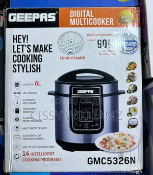 6 Liters Geepas Digital Pressure Cooker With Steamer