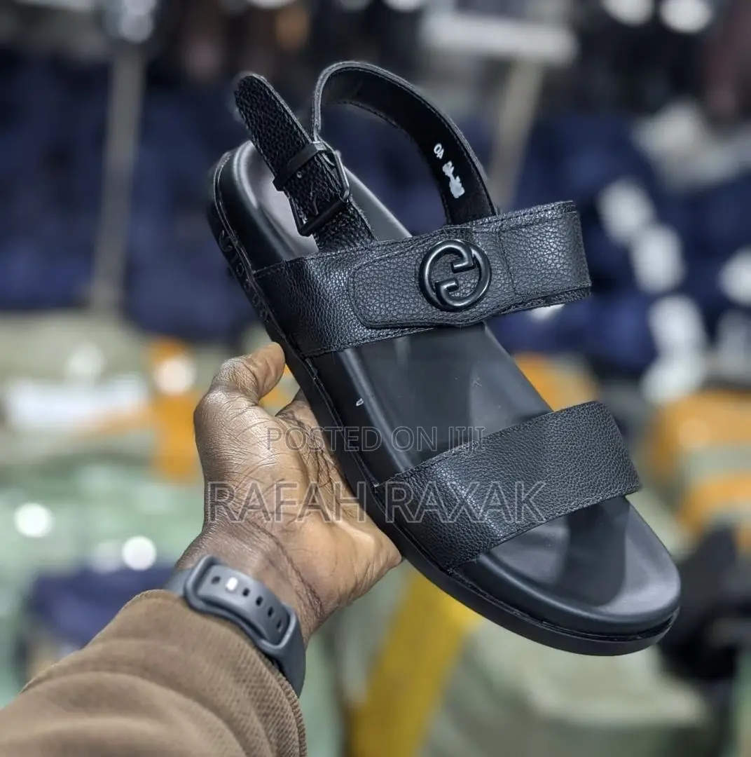 Original Black Men’S Gucci Ankle Strap Sandals