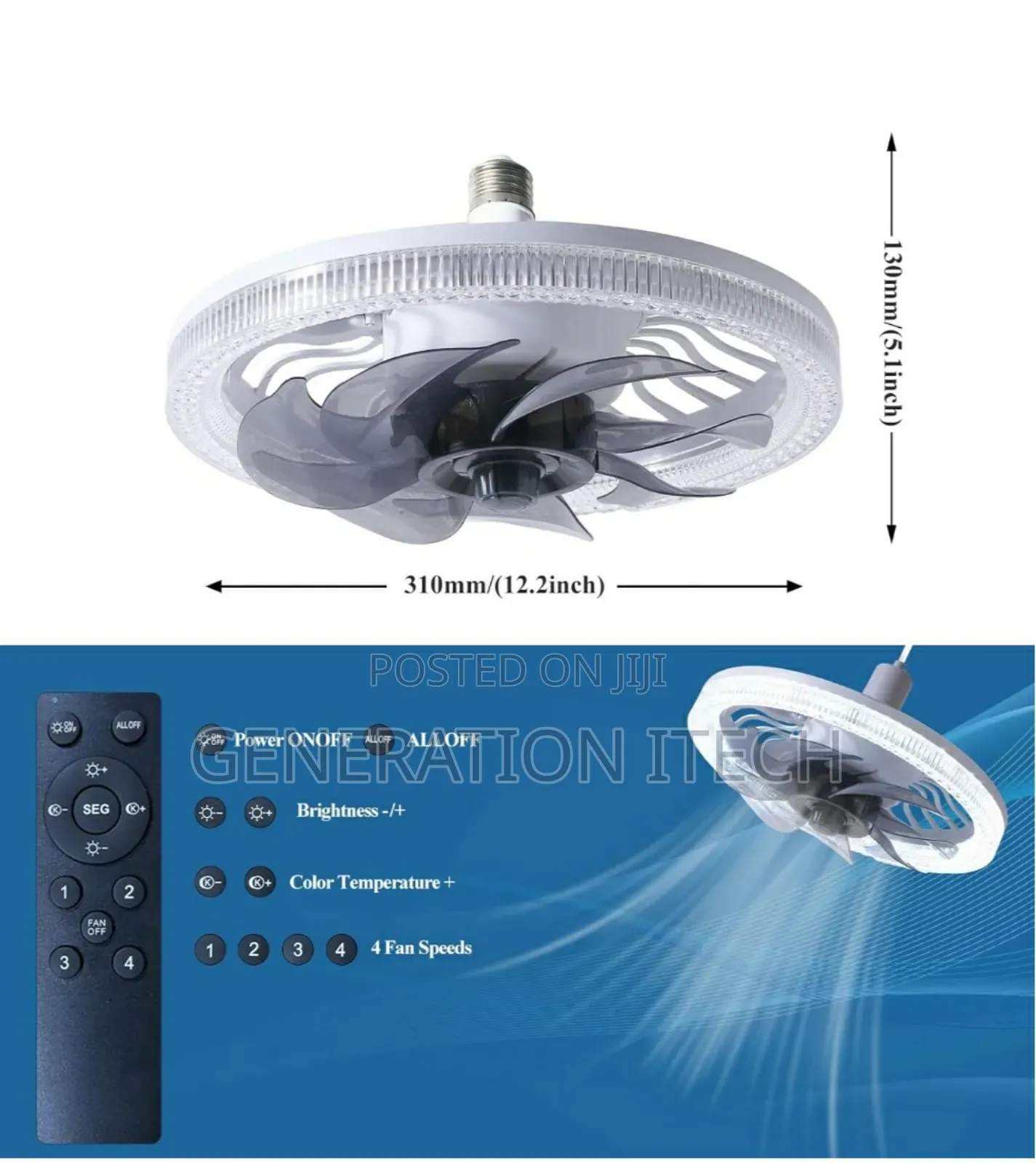 Ceiling Fans With Lights, 12inch Circle
With Remote Control