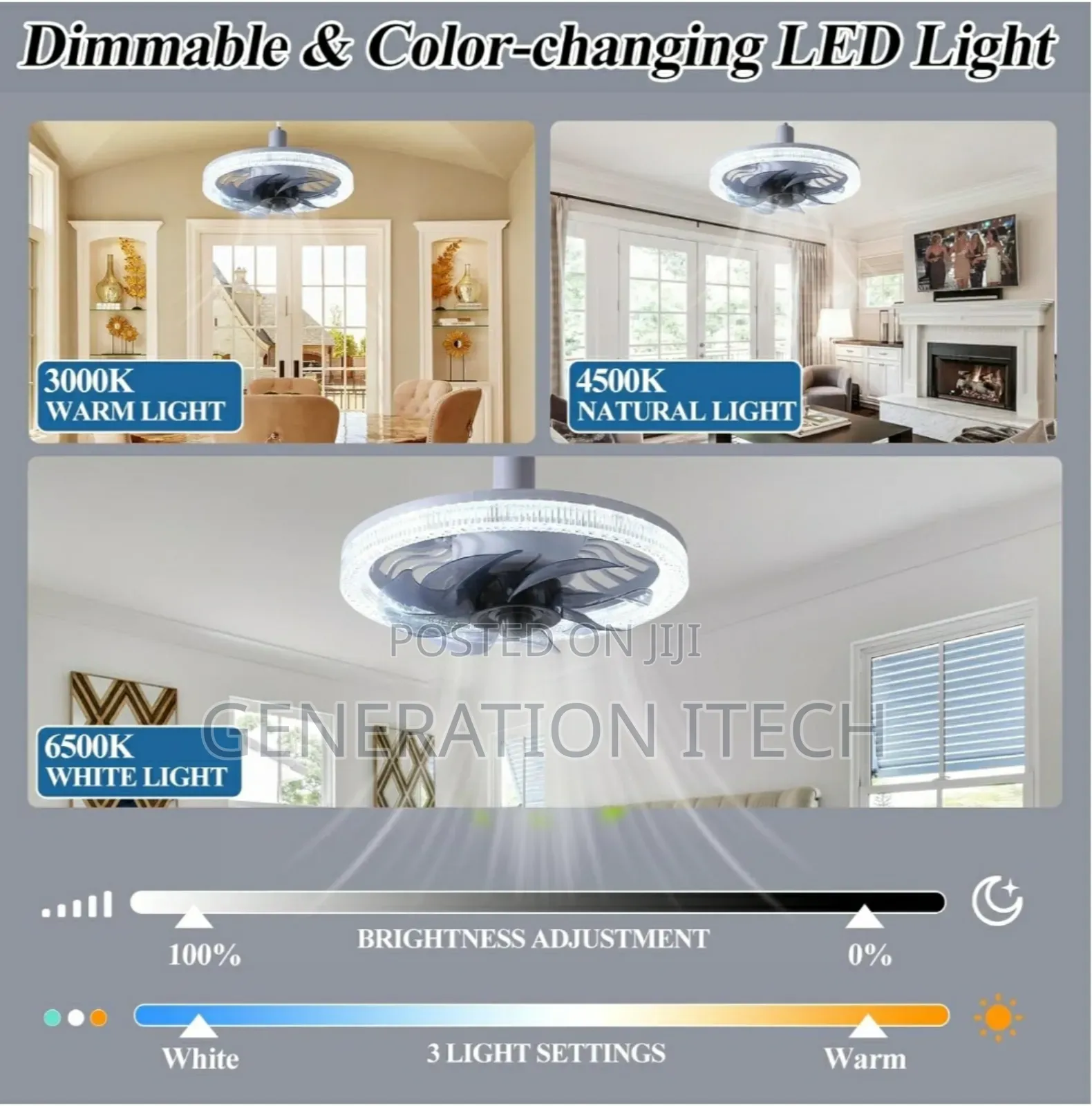 Ceiling Fans With Lights, 12inch Circle
With Remote Control