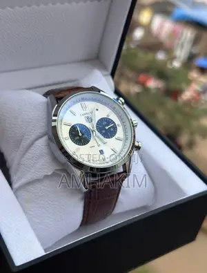 Classic Men's Brown Strap Carrera Chronograph Watch in Stock