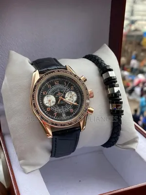 Omega Men's Time Piece Leather Strapped With Bracelet
