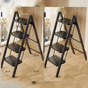 Four Steps Folding Black Ladder