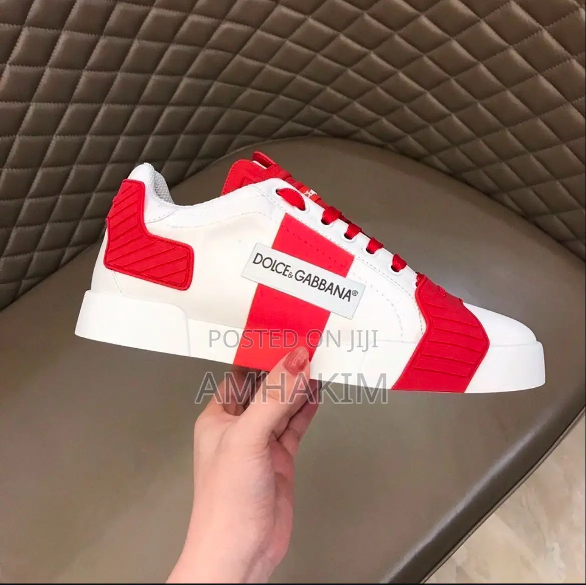 Classic Men's White,Red Dolce Gabbana Low Sneakers in Stock