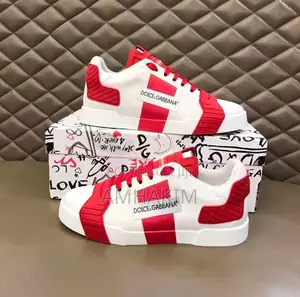 Classic Men's White,Red Dolce Gabbana Low Sneakers in Stock