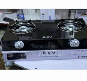 Spj Double Burner Glass Gas Stove With Auto Ignition - Black
