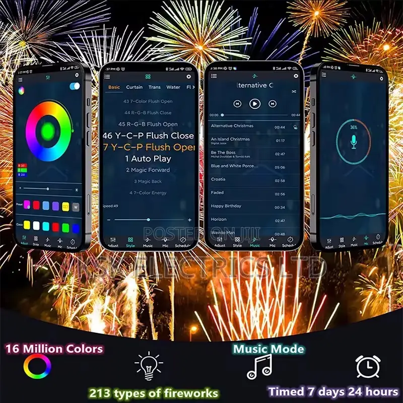 Firework Lights Indoor App Remote Control RGB Color