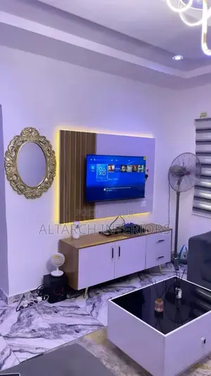 Simple White and Brown Wall Unit