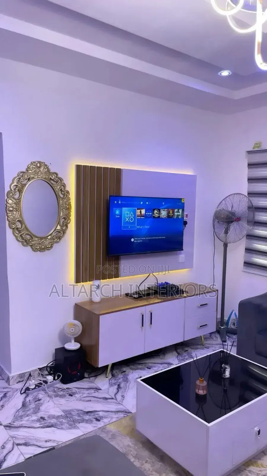 Simple White and Brown Wall Unit