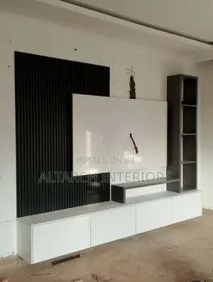 Black and White Wall Unit With Side Panel