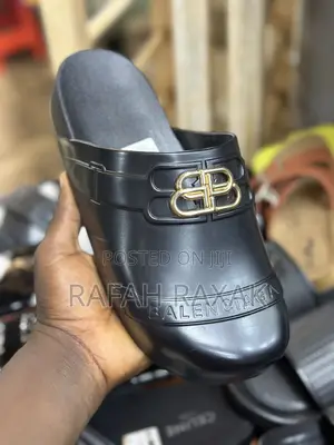 Men’S Classic Black Balenciaga Clog Push In Sandals