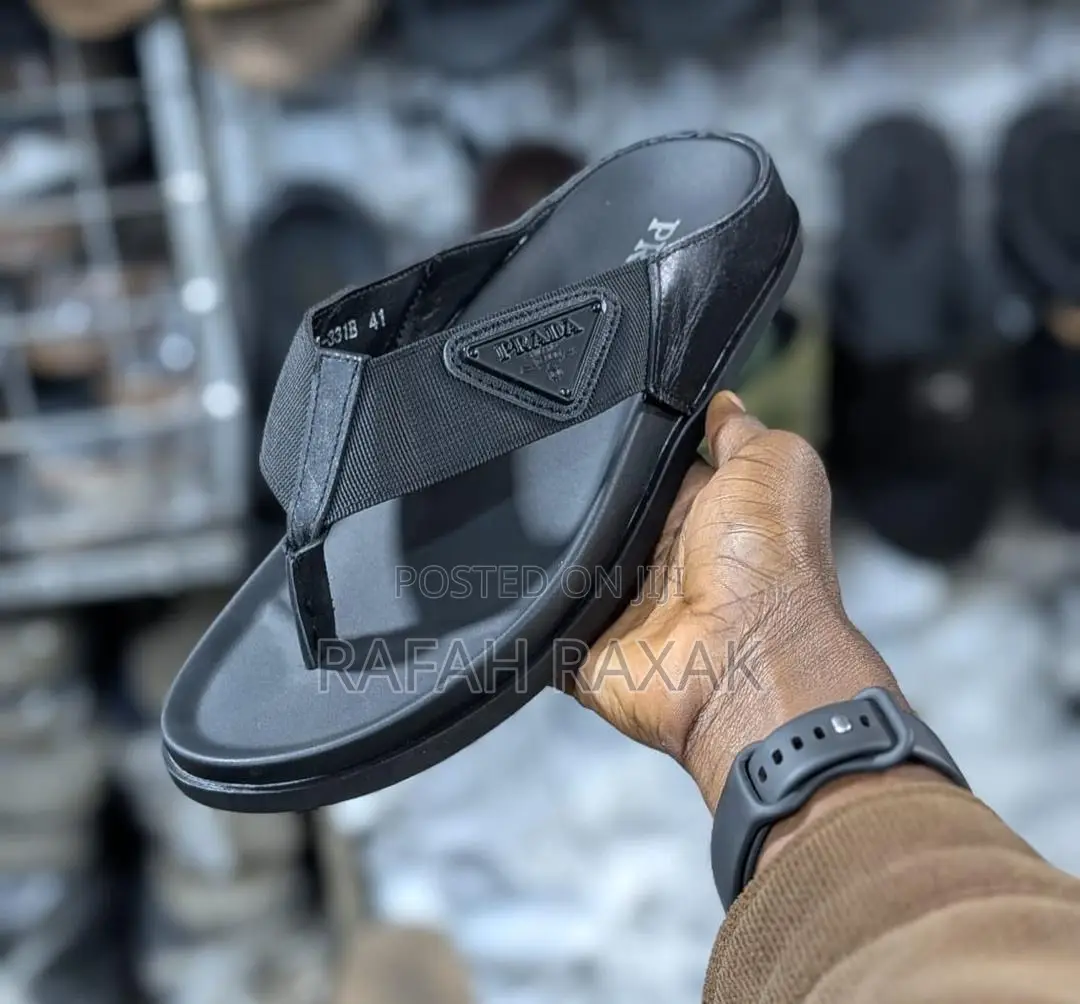 Original Men’S Luxury Prada Slipper Leather Sandals