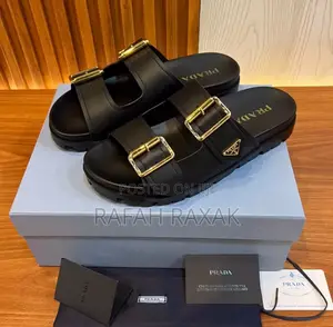 Men’S Classic Black Prada Double Strap Sandals