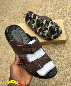 Original Brown Clarks Double Strap Rough Leather Sandals