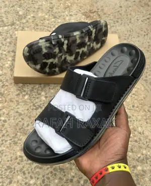 Original Men’S Black Clarks Double Strap Leather Sandals