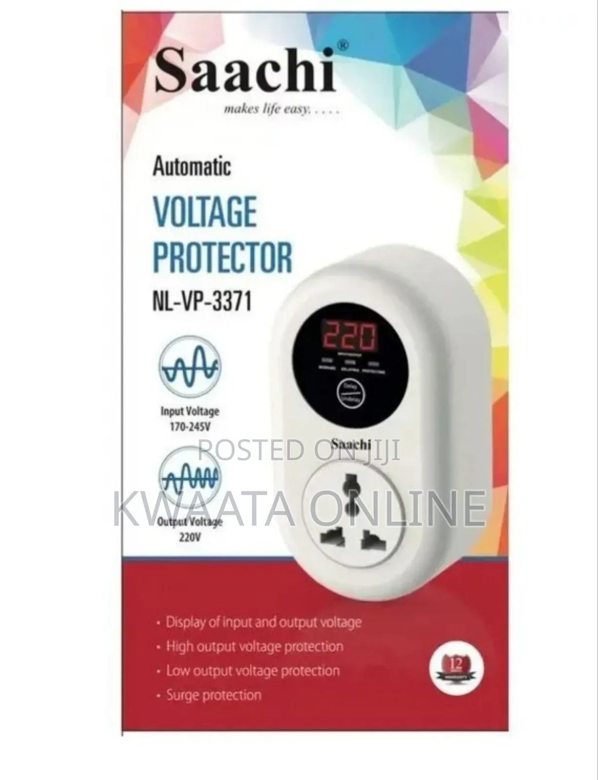 Saachi 15 Amps Voltage Guard Single Protector | Nl-Vp 3371