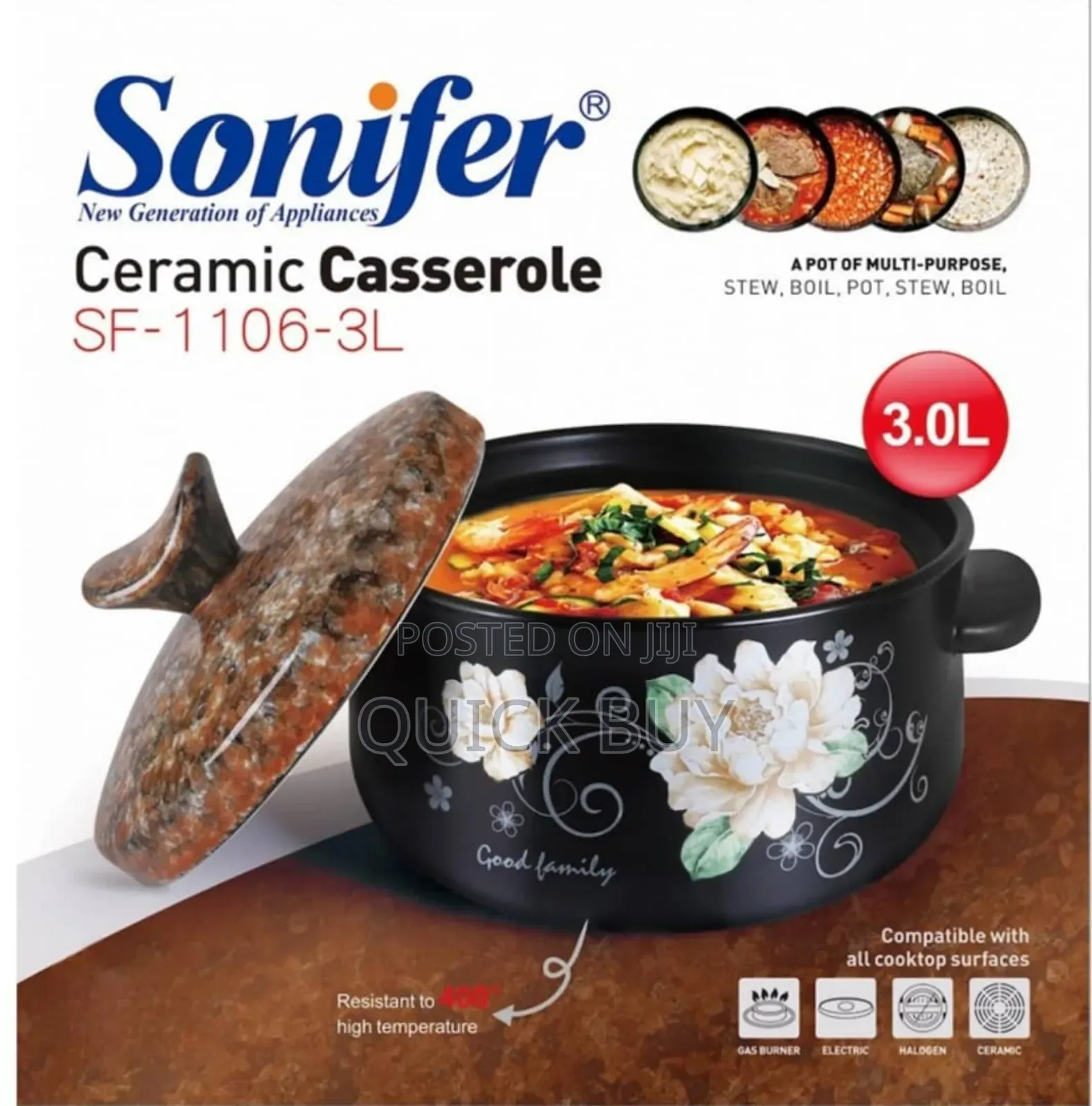 Sonifer Ceramic Casserole, Model Sf-1106-3l
