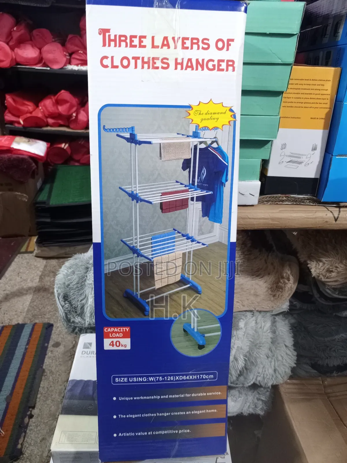 3-Layers Clothes Hanger-W(75-126)Xd64xh170cm,