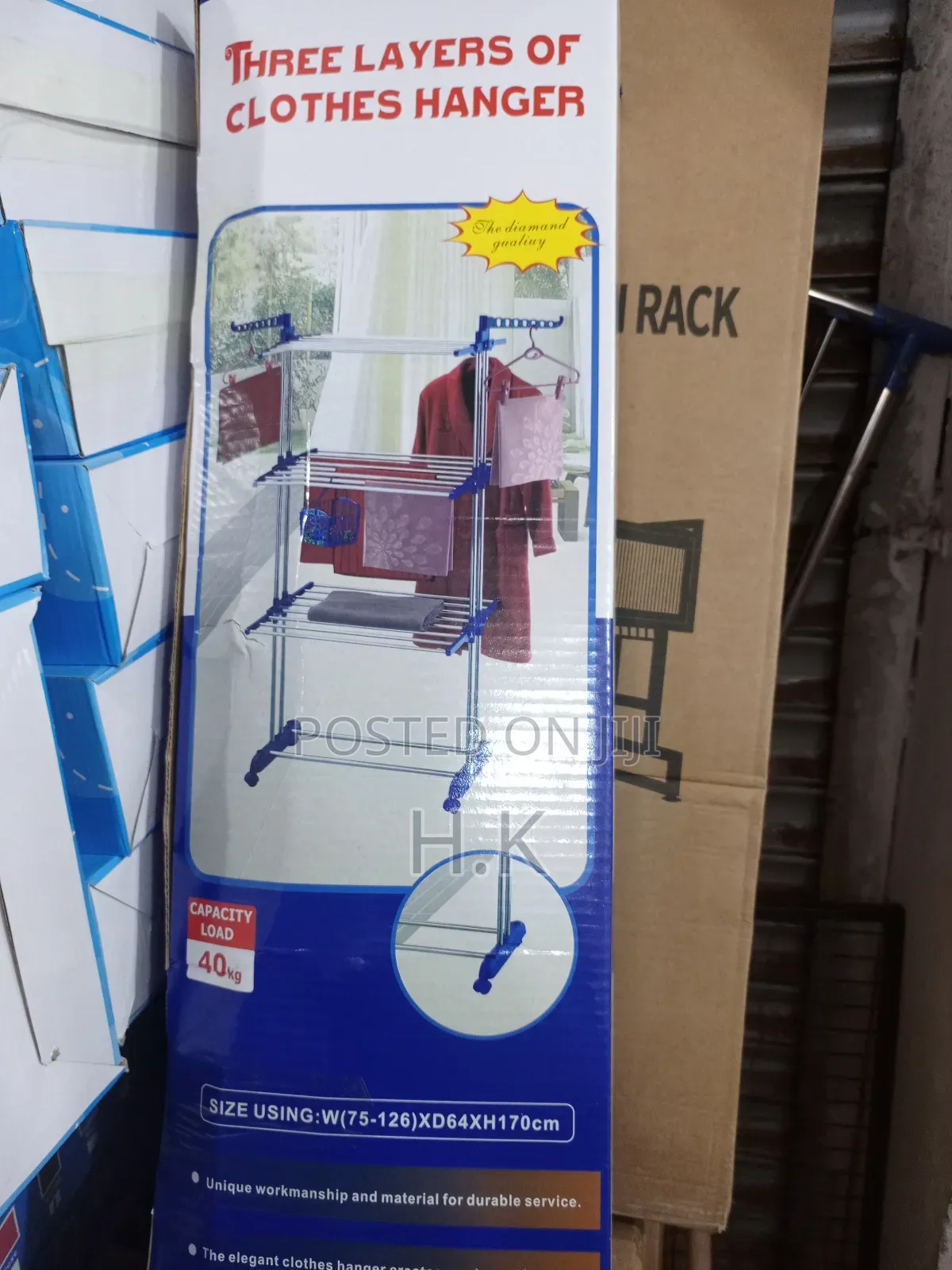 3-Layers Clothes Hanger-W(75-126)Xd64xh170cm,