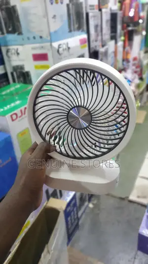 Rechargeable Portable Table Fan in White Colour.