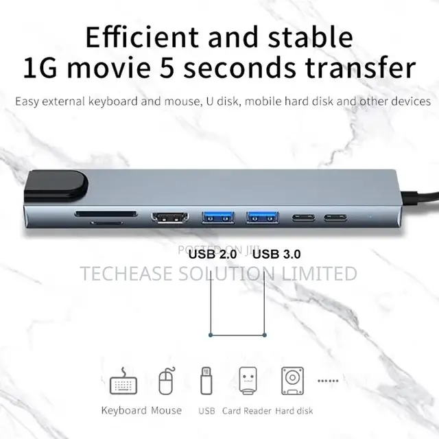 8-in-1 Usb-C Docking Station Hdmi Usb 3.0 for Macbook Laptop