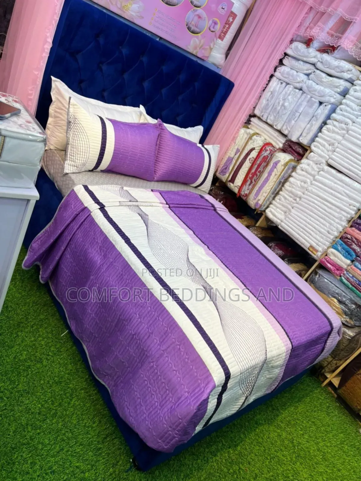Waves Cotton Bedspreads Purple