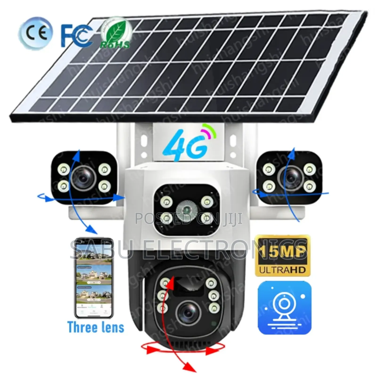 Eseecloud 4g Solar Security Camera 3 Lens Night Vision