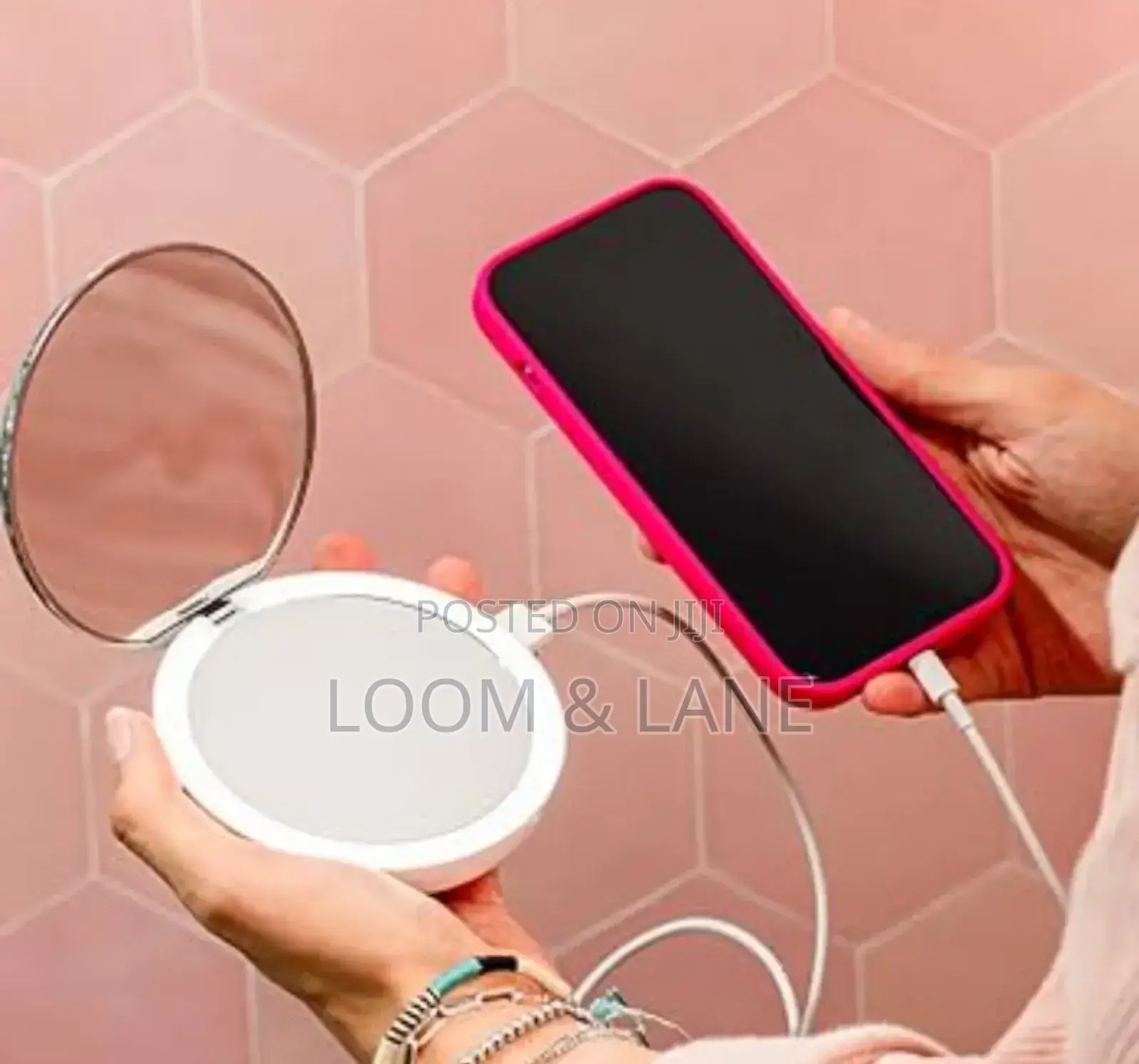 Led Mini Makeup Mirror Hand Held Portable Usb Cosmetics