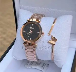 Original Women’S Gold Dior Watch & Bangle