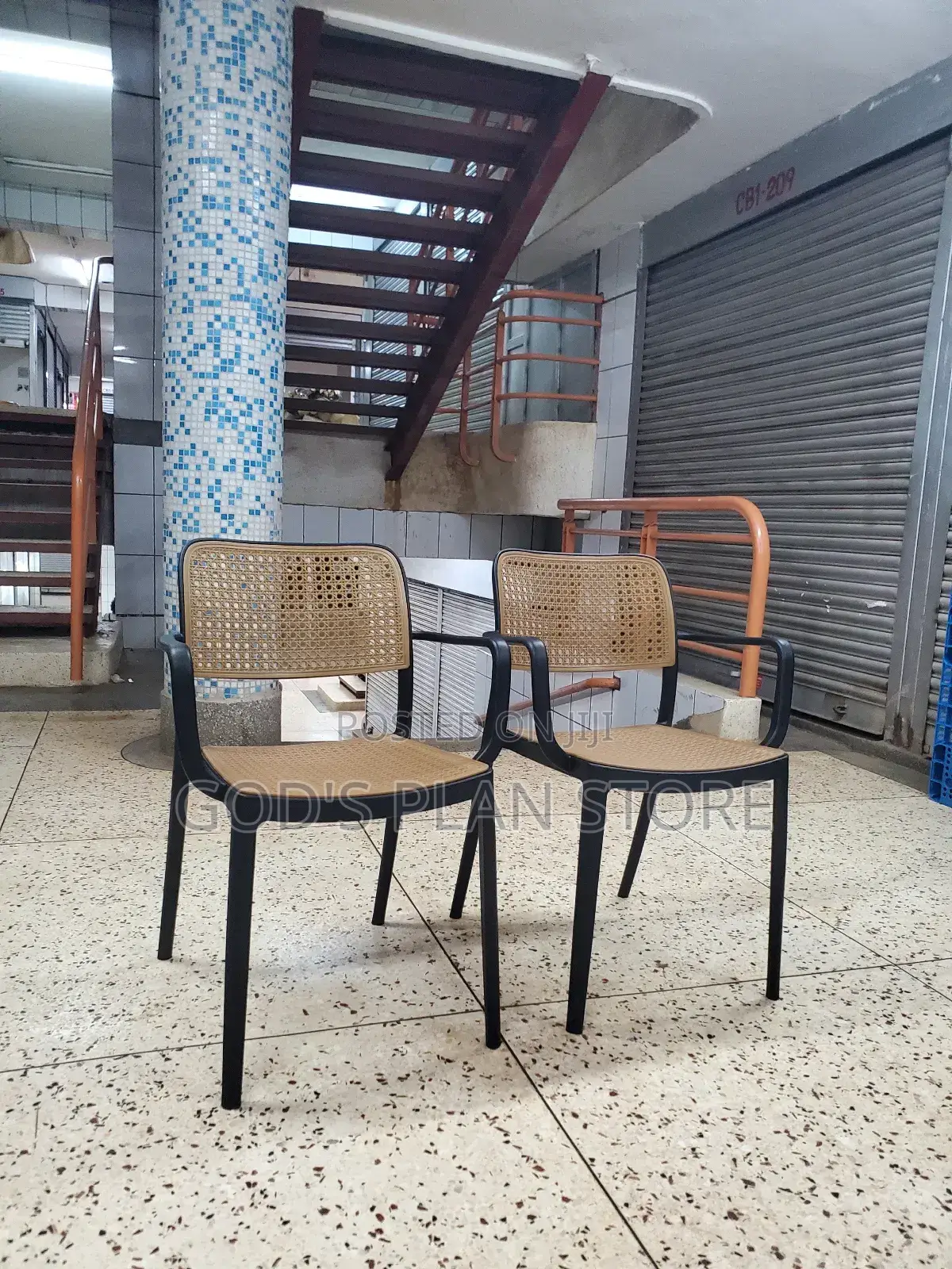 Black Frame Rattan Dining Plastic Chairs
