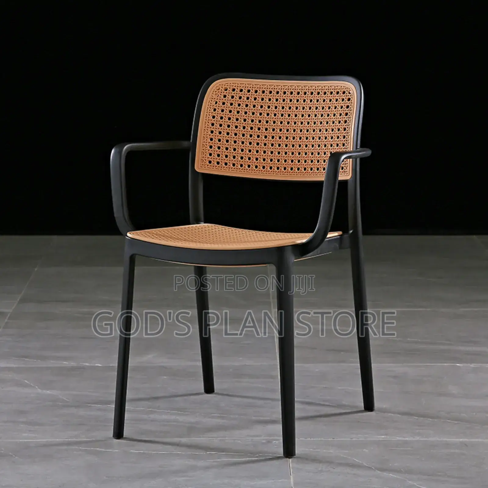 Black Frame and Brown Seat Plastic Chairs
