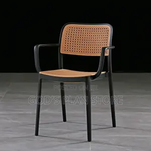 Black Frame and Brown Seat Plastic Chairs