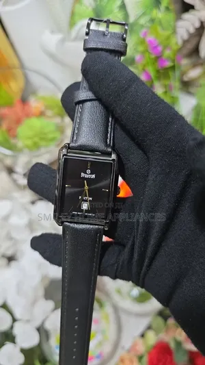 Ladies' All Black Sveston Leather Strapped Wrist Time Piece