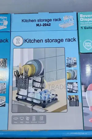 2 Tier Countertop Kitchen Dish Drainer Rack