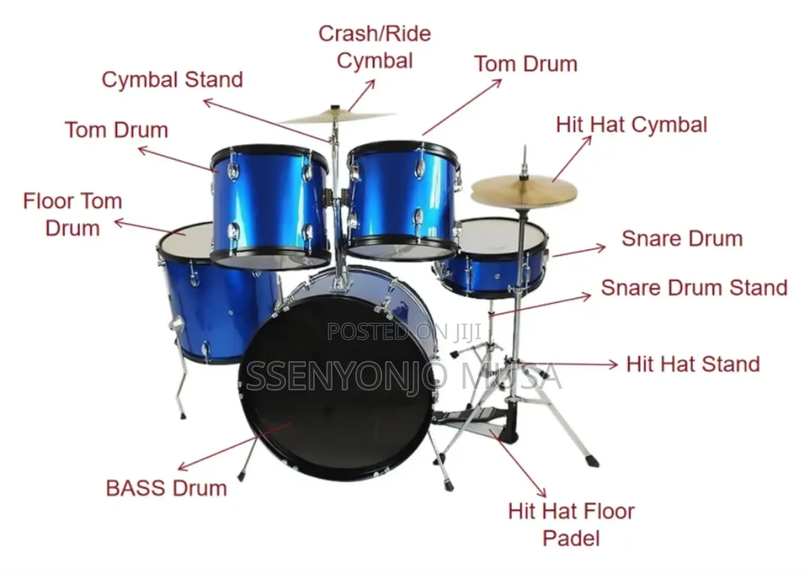 Si-Sound Drum Set - Metallic Blue 5-Piece Junior Drum Kit